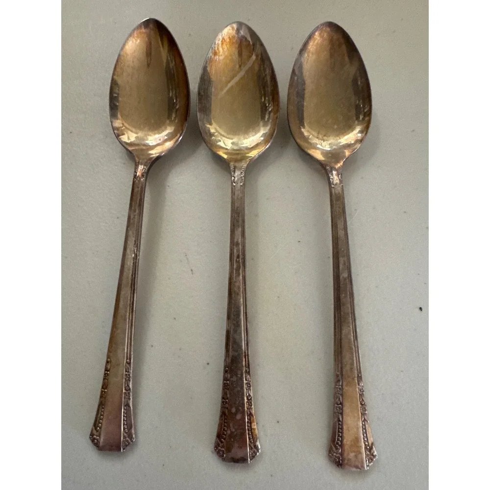 Oneida 1881 Rogers Del Mar Silverplate Serving Spoons 1939 Vintage Set of 3 6